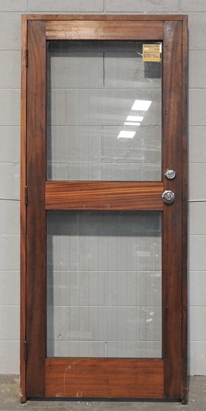 Wooden (Kwila) Interior 2 Light Door Hung in Frame