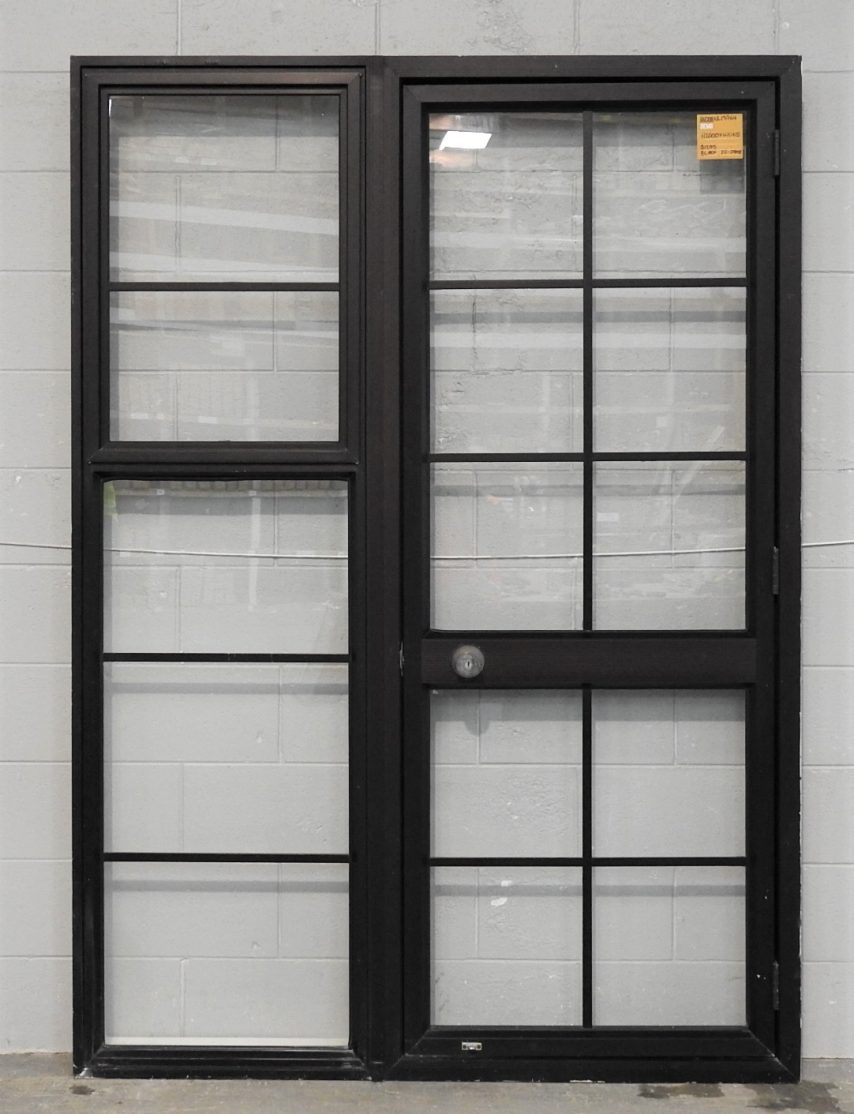 Dark Bronze Aluminium Door With Awning Window Sidelight