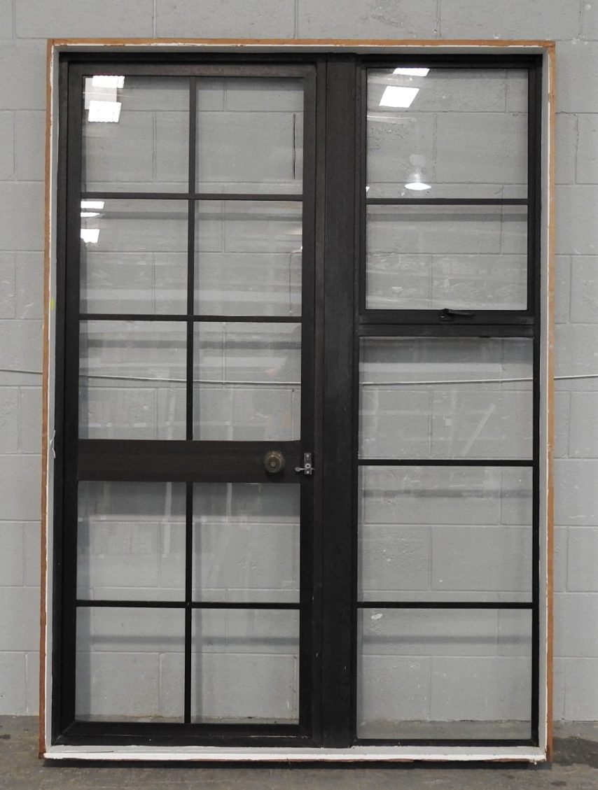 Dark Bronze Aluminium Door With Awning Window Sidelight