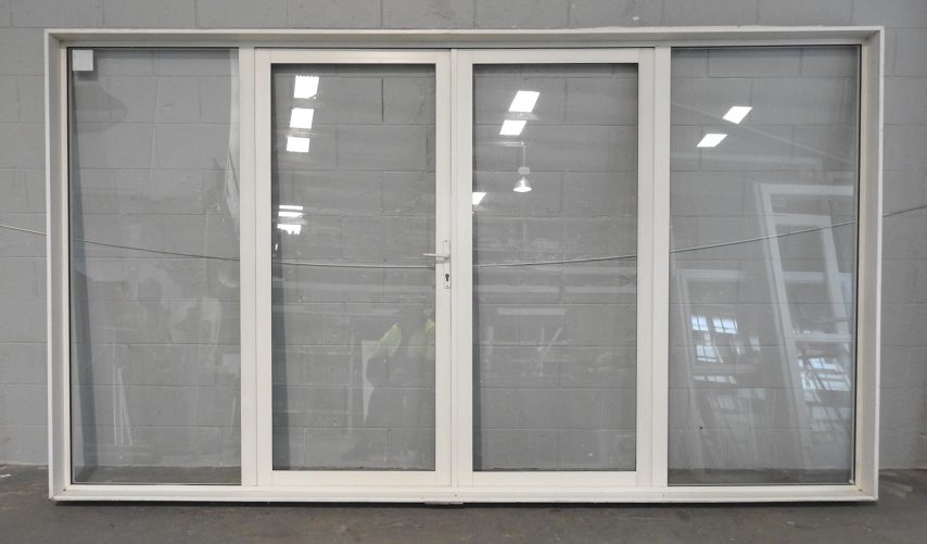 Off White Aluminium French Doors With Safety Glass