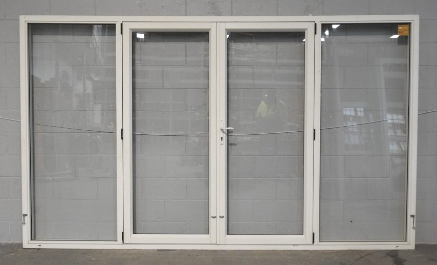 Off White Aluminium French Doors With Safety Glass