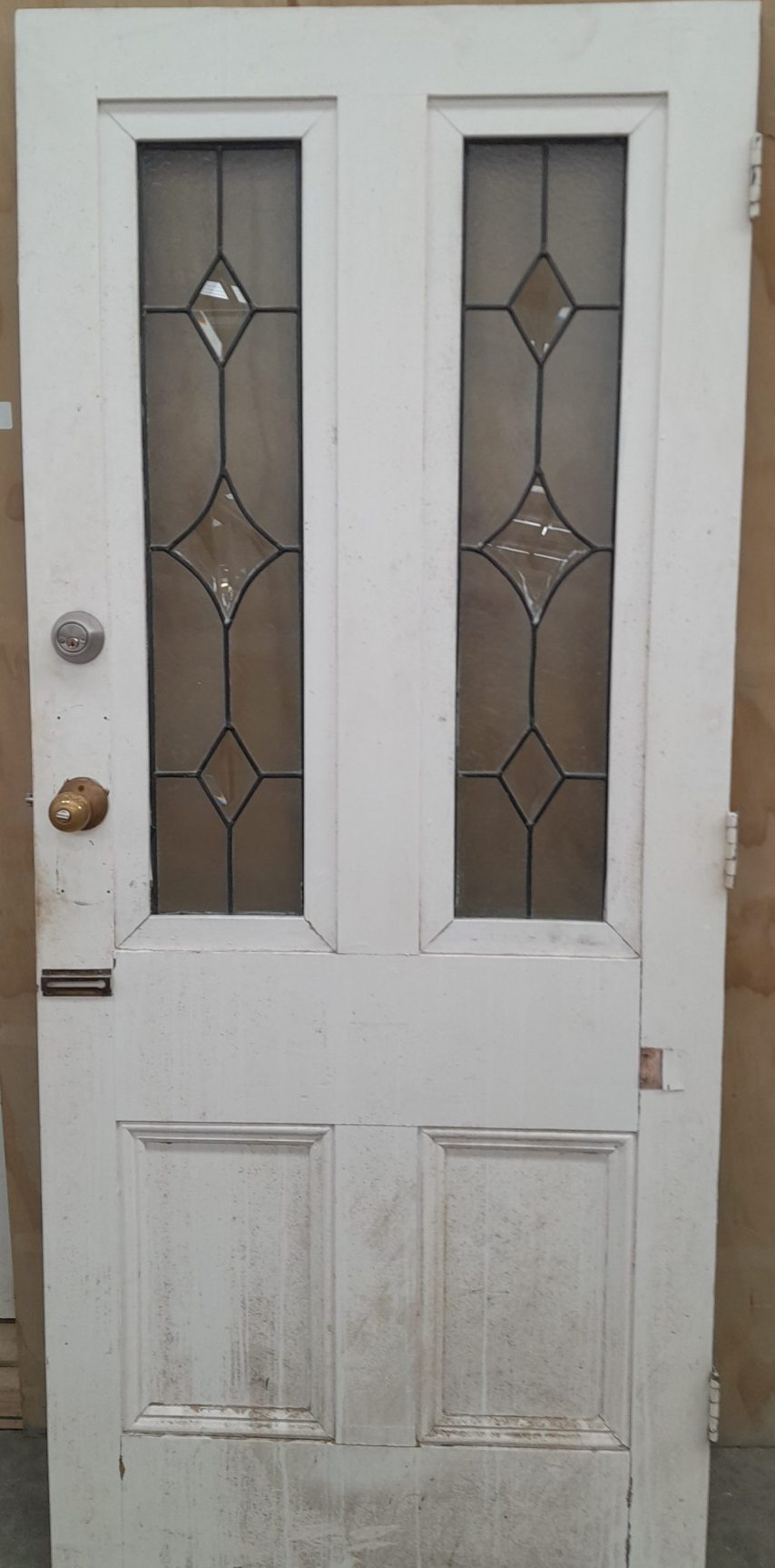 Unhung Wooden leadlight entrance door