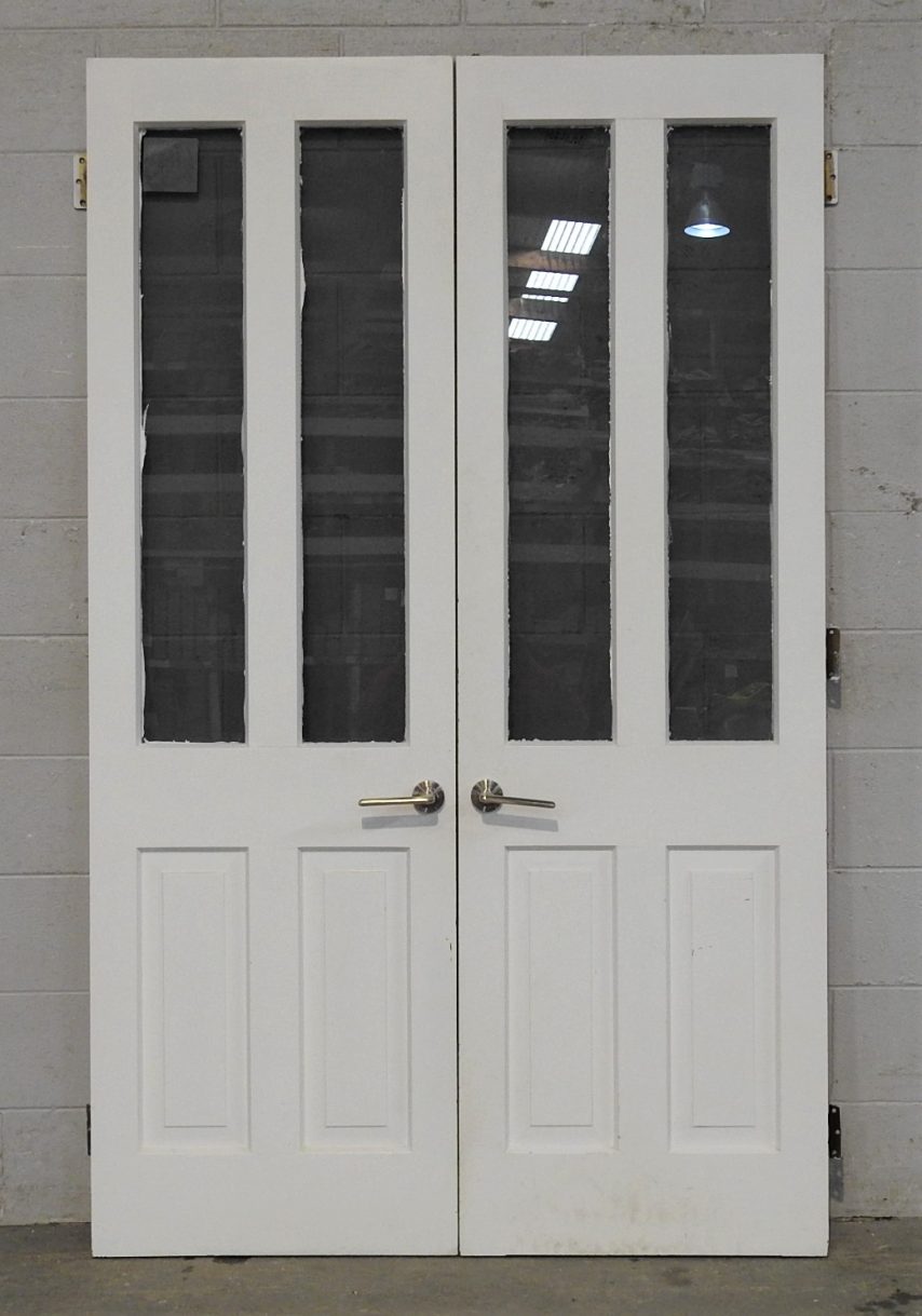 Pair Of Wooden Villa Style Internal Double Doors With Glass