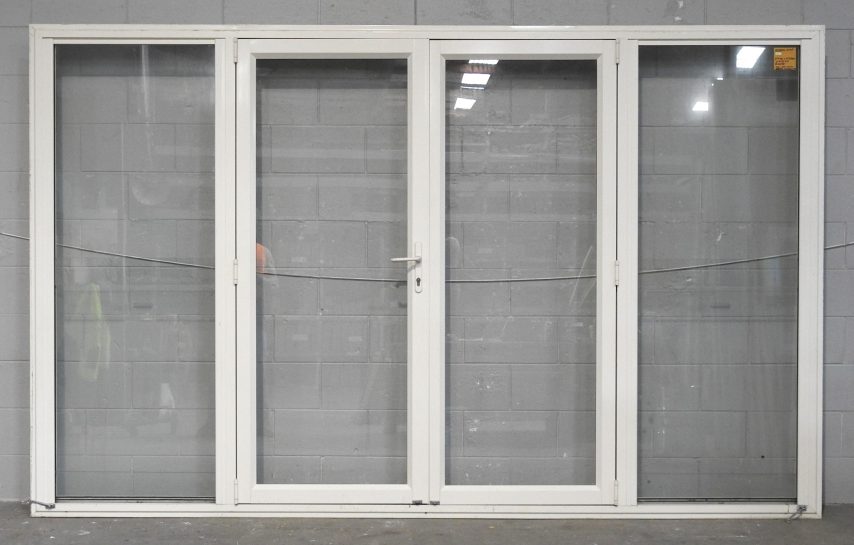 Off White Aluminium French Doors with Shugg Windows