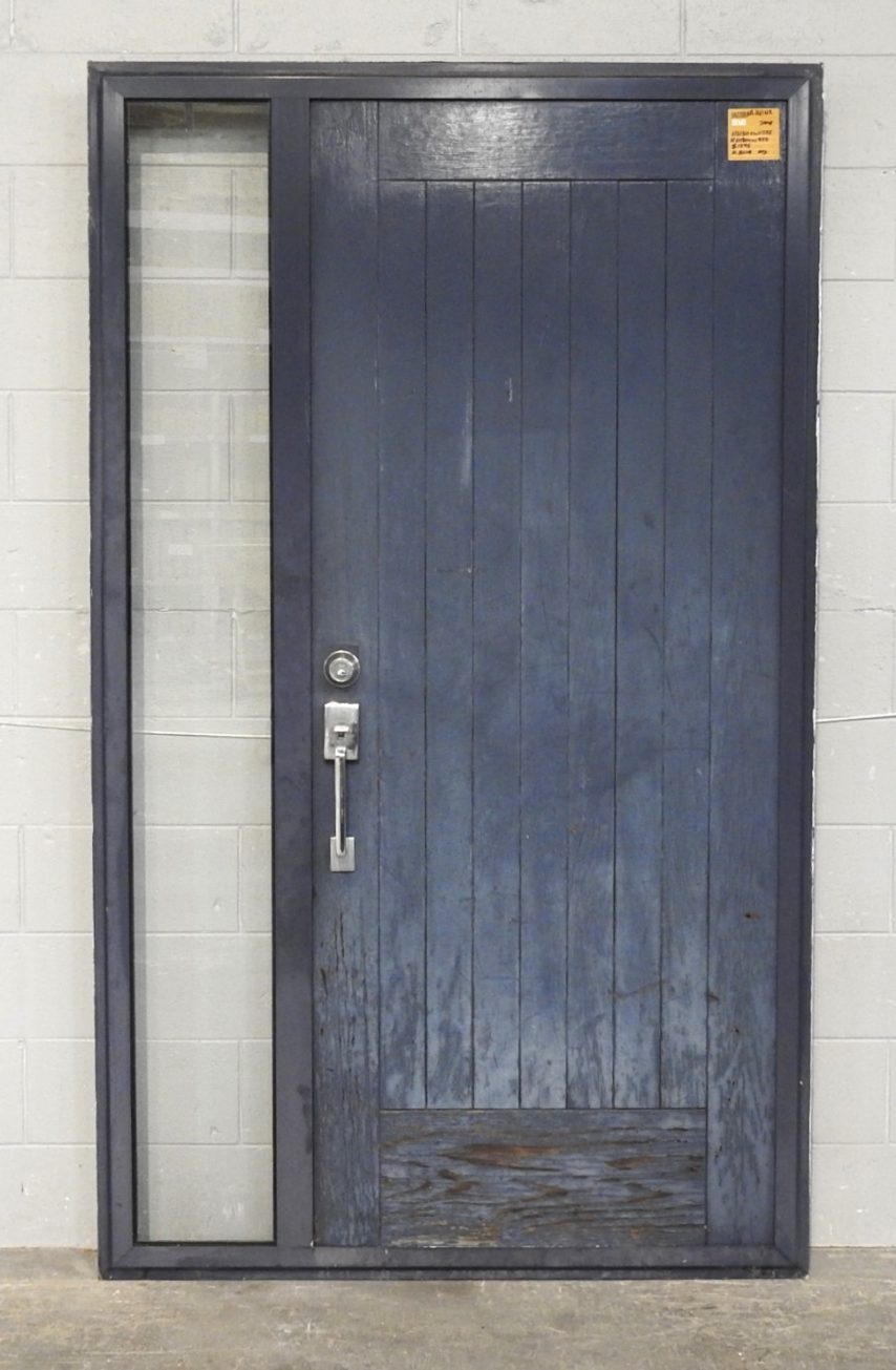 Denim Blue Aluminium Frame With Cedar Entry Door