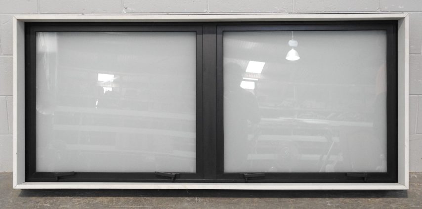 Black Aluminium Double Awning Window - Double Glazed