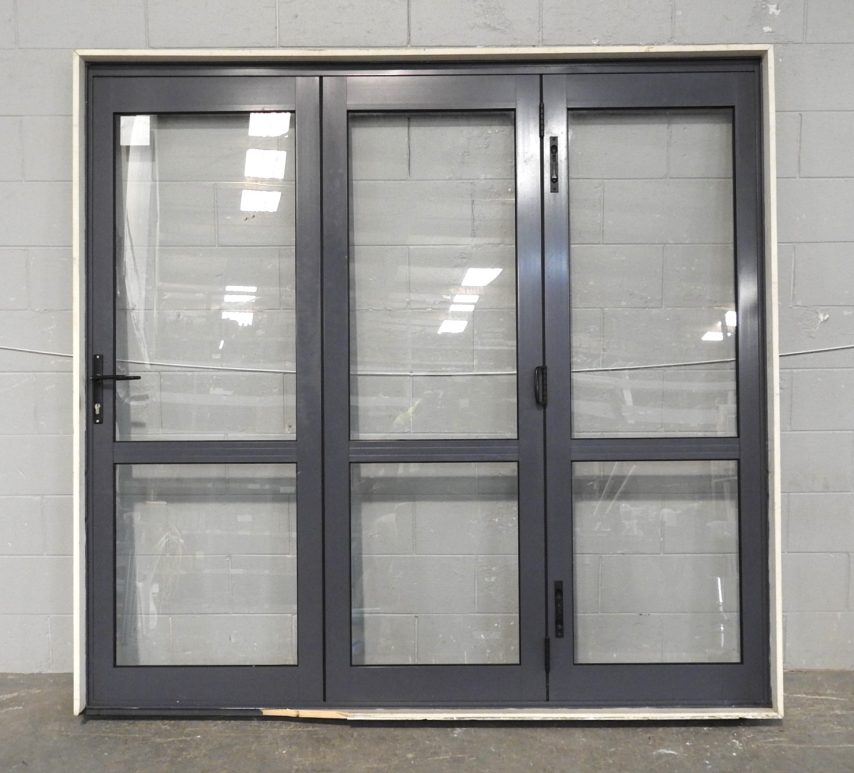Denim Blue Aluminium Bi-Fold Door With Dedicated Door
