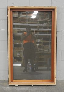 Denim Blue Aluminium Fixed Window - Cedar/Rimu Liners
