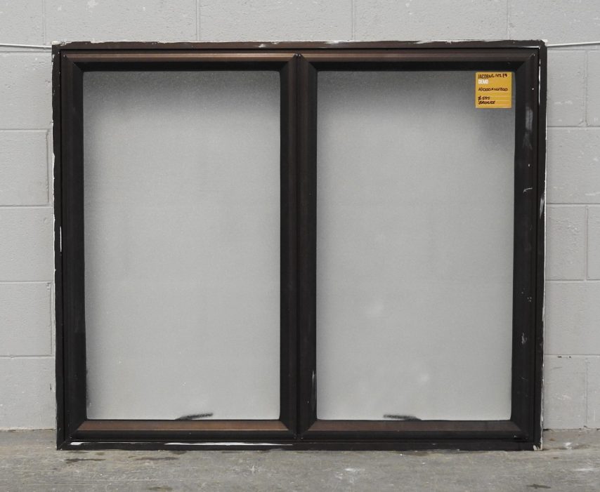 Bronze Aluminium Double Awning Window with Obscure Glass
