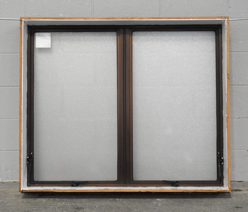 Bronze Aluminium Double Awning Window with Obscure Glass