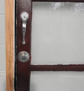 Wooden Exterior 4 Light Door Hung in Frame