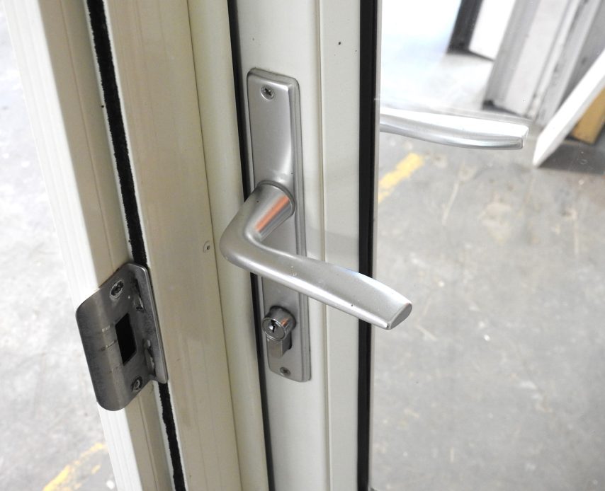 Off White Aluminium Door with Security Screen
