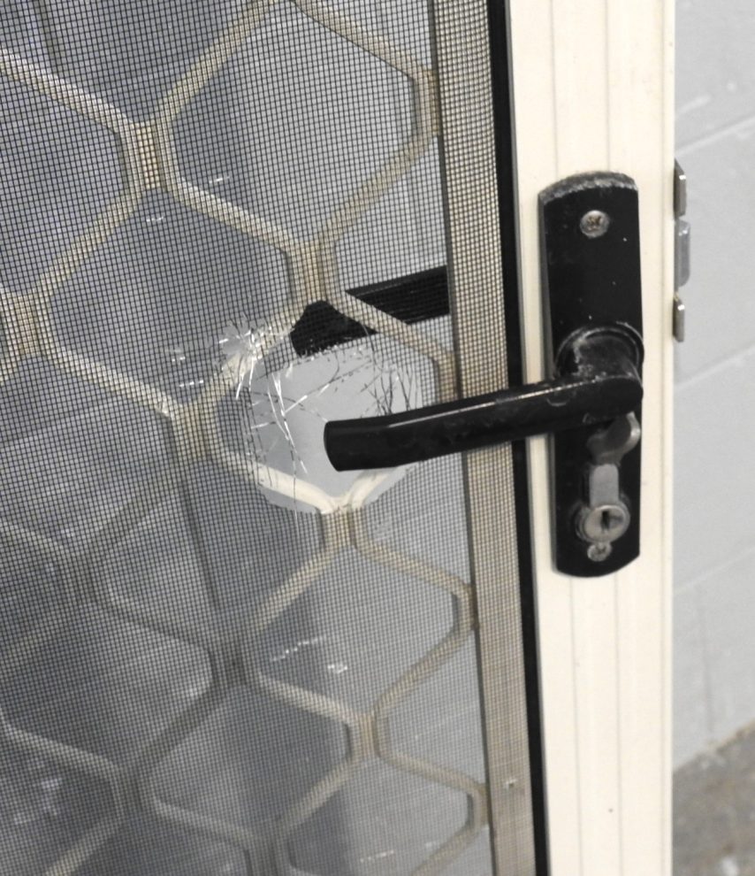 Off White Aluminium Door with Security Screen
