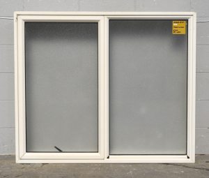 Off White Aluminium Single Awning Window - Obscure Glass