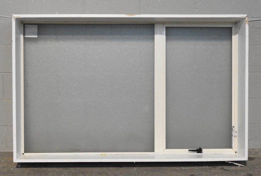 Off White Aluminium Single Awning Window - Obscure Glass