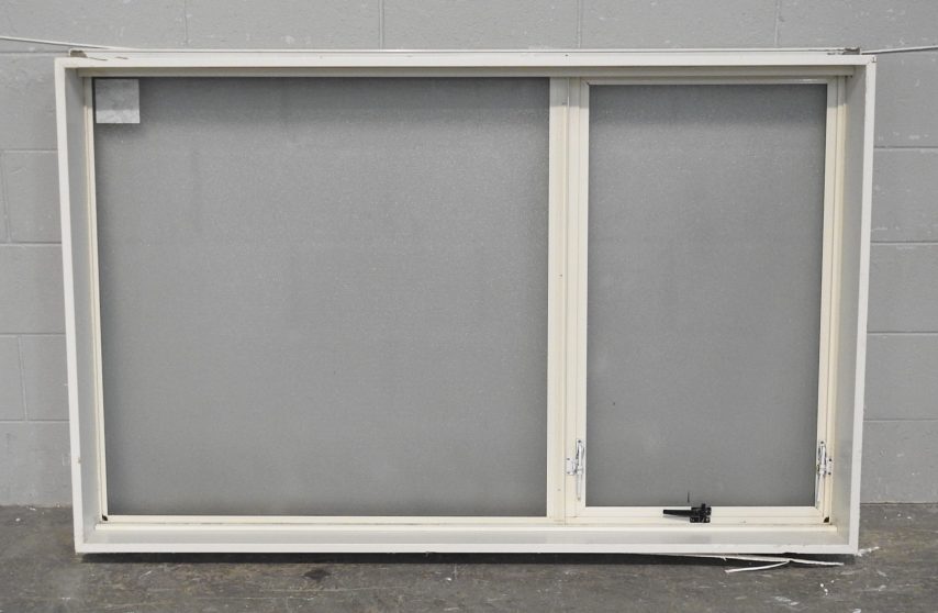 Off White Aluminium Single Awning Window - Obscure Glass
