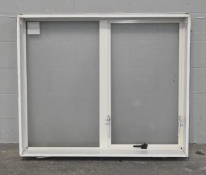 Off White Aluminium Single Awning Window - Obscure Glass