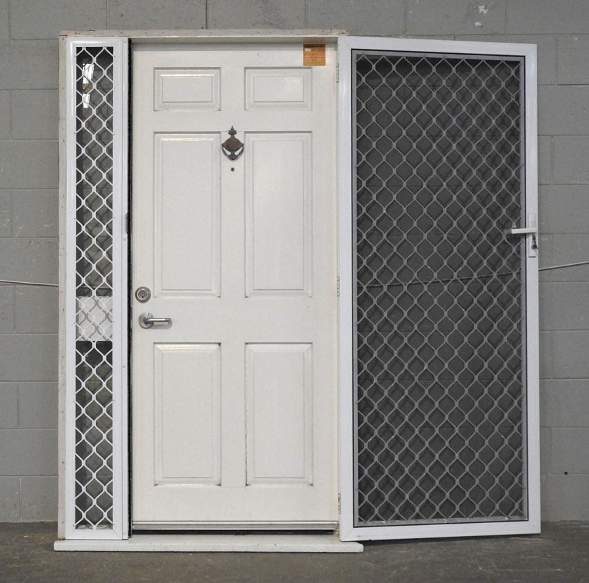 Wooden Exterior 6 Panle Door with Sidelight & Security Screen