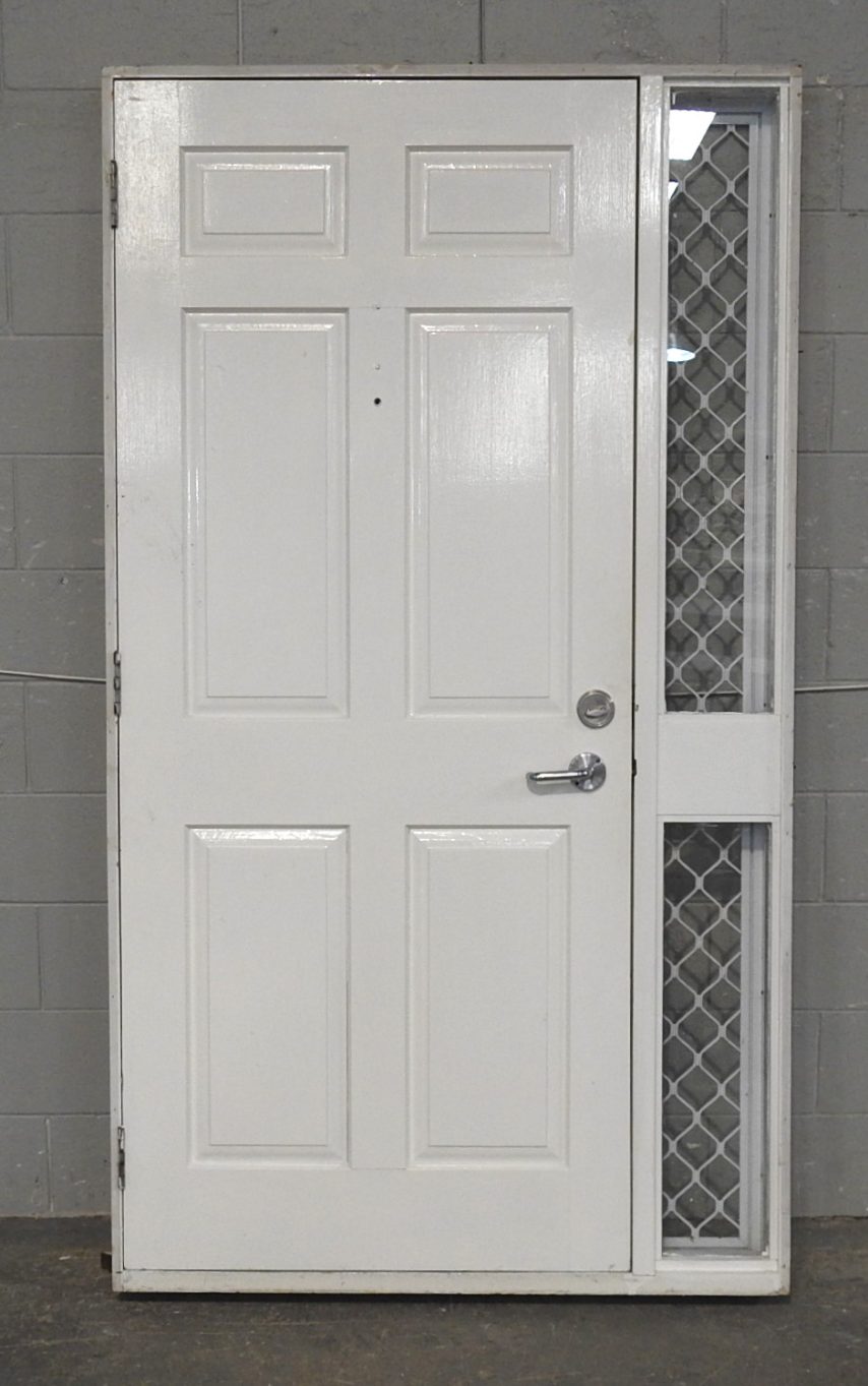 Wooden Exterior 6 Panle Door with Sidelight & Security Screen