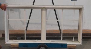 Cream aluminium twin awning window