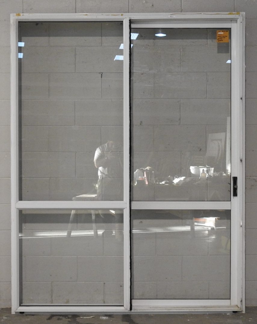 White Aluminium sliding door - opens right to left