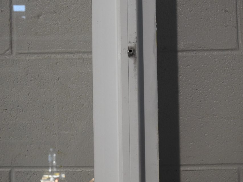 White Aluminium sliding door - opens right to left