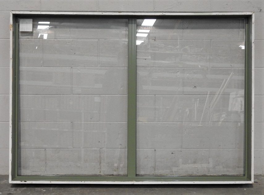 Mist green Aluminium fixed 2 pane window - does not open