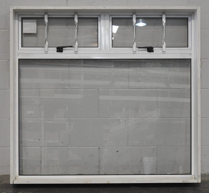 White Aluminium double awning window with security bars