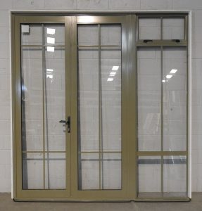 Lichen Aluminium French doors with sidelight