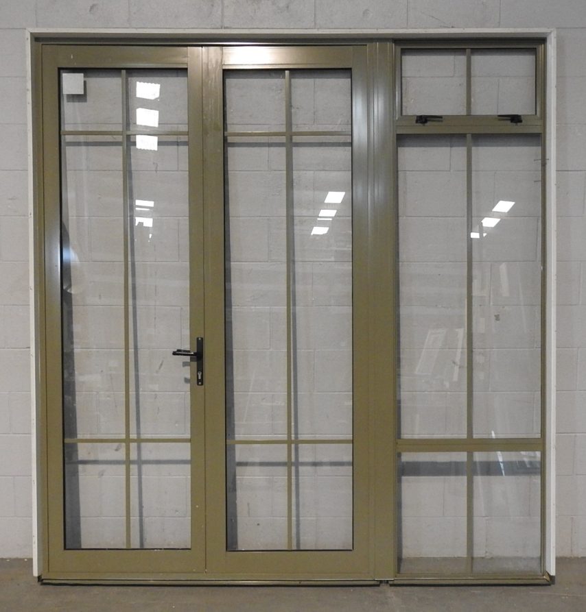 Lichen Aluminium French doors with sidelight