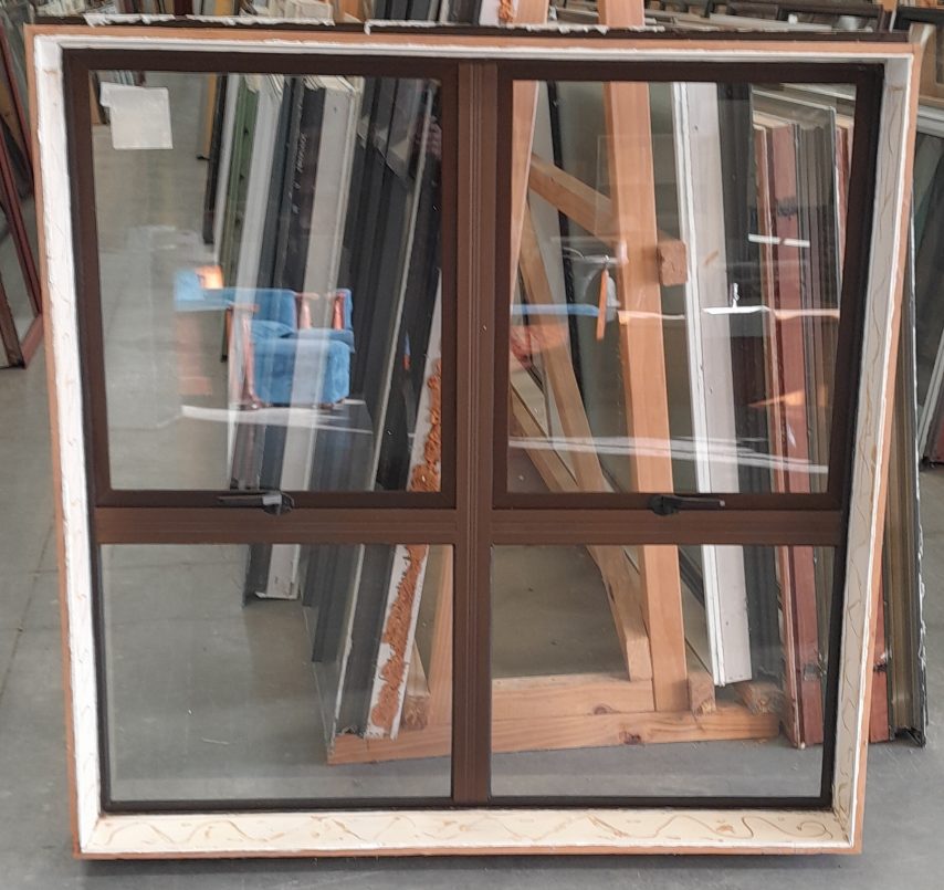 Light bronze aluminium twin awning window