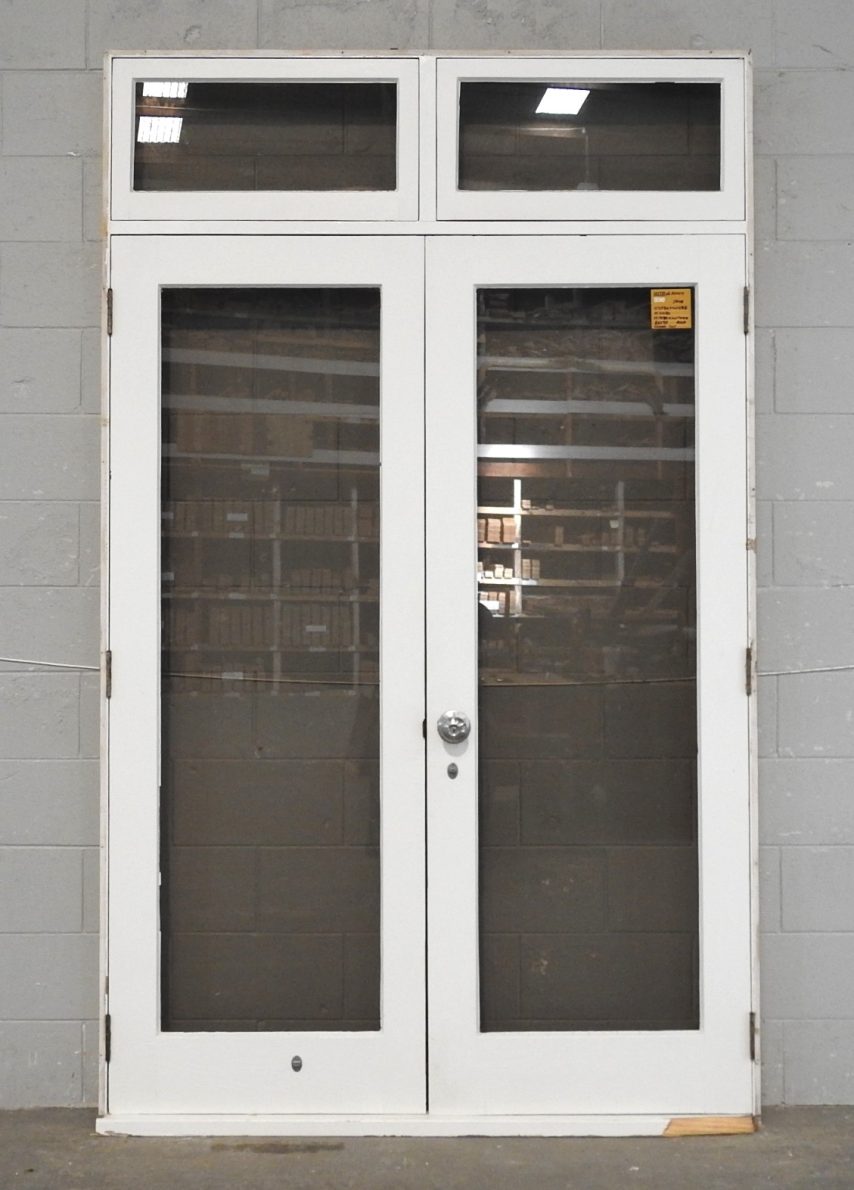 Wooden (Cedar) French Doors With Toplight Hung in Frame