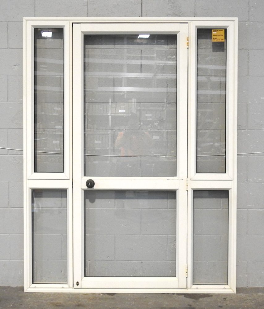 Off White Aluminium Door With Awning Window Sidelights