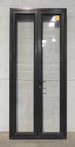 Tall Narrow Karaka Green Aluminium French Doors