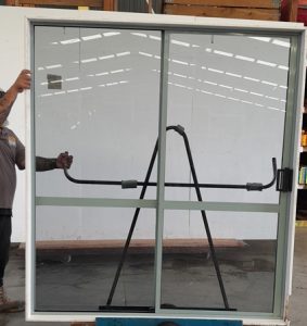 Grey aluminium sliding door