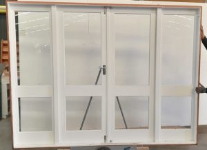 Wooden French door with sidelights