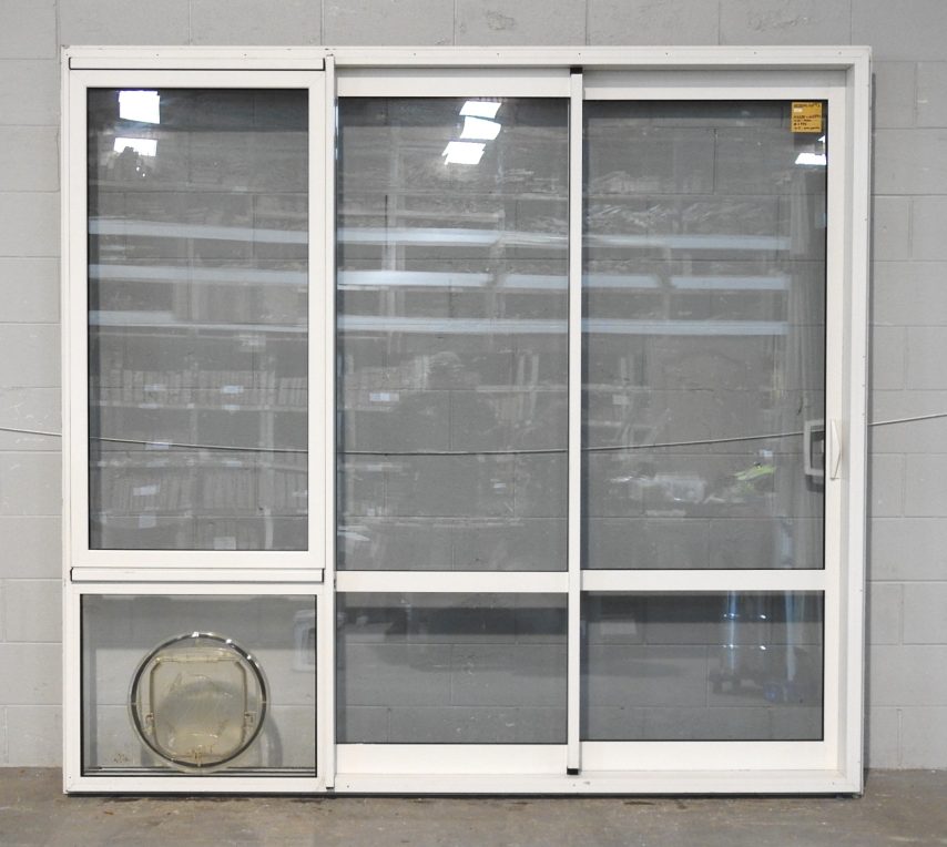 Off White Aluminium Stacker Sliding Door - Double Glazed