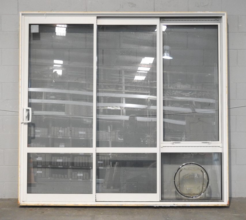 Off White Aluminium Stacker Sliding Door - Double Glazed