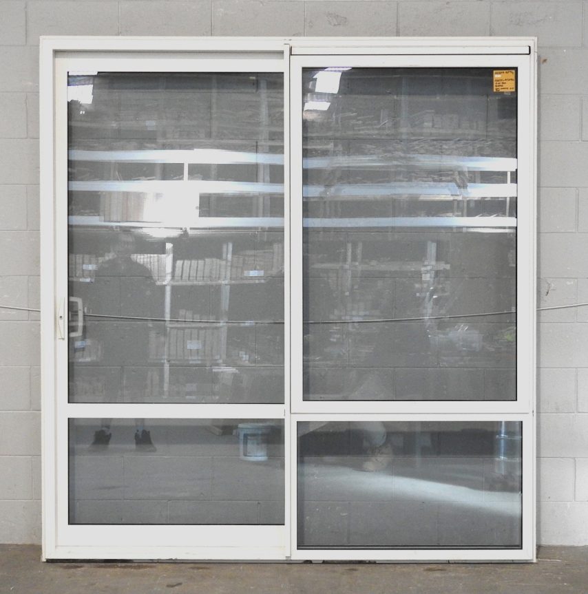 Off White Aluminium Sliding Door - Double Glazed