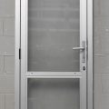 Narrow Silver Aluminium Entry Door - Double Glazed