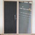 Desert sand aluminium framed cedar door with sidelight