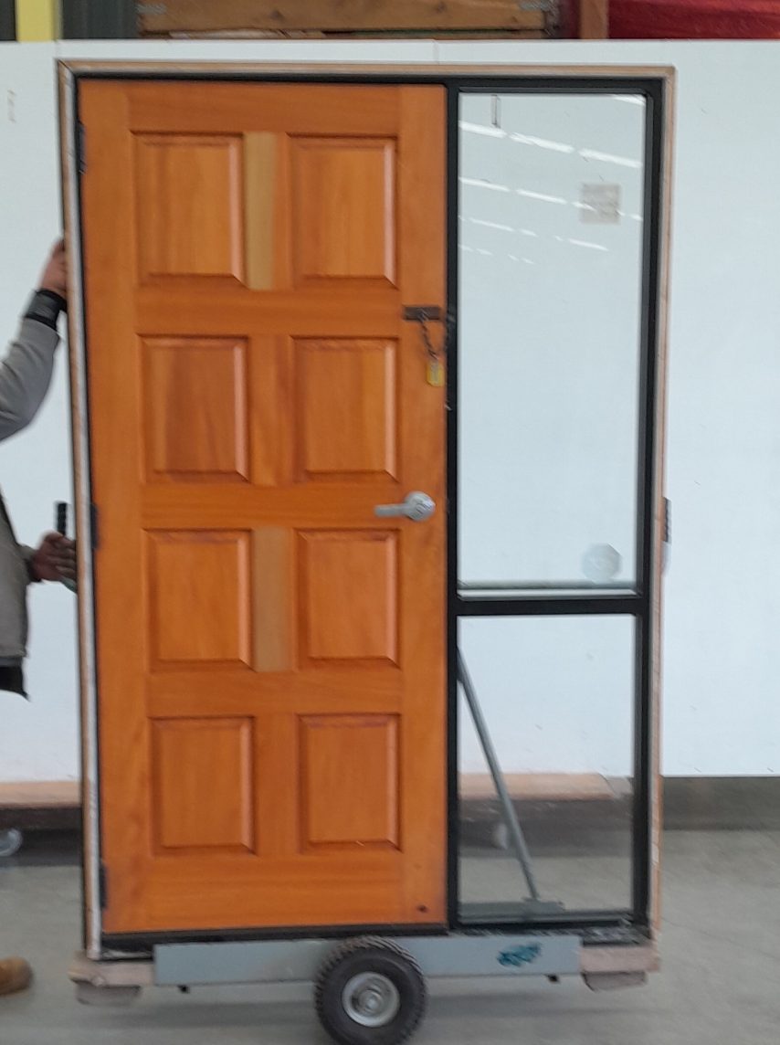 Black Aluminium Framed Wooden Entry Door