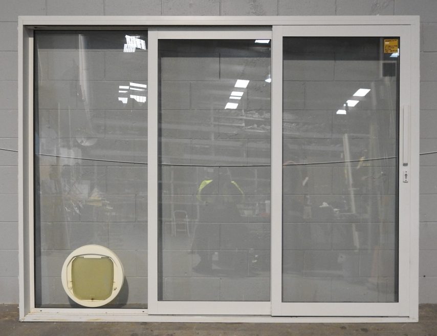 Off White Aluminium Stacker Sliding Door - Double Glazed