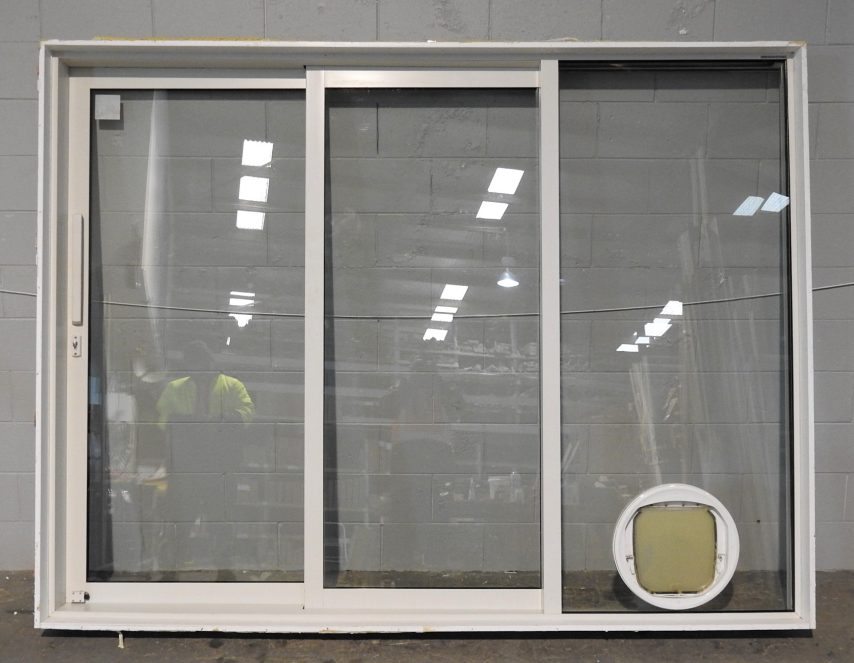 Off White Aluminium Stacker Sliding Door - Double Glazed