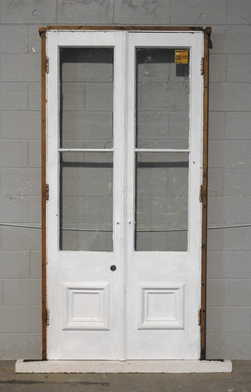 Villa Wooden French Doors c.1900 Hung in Frame