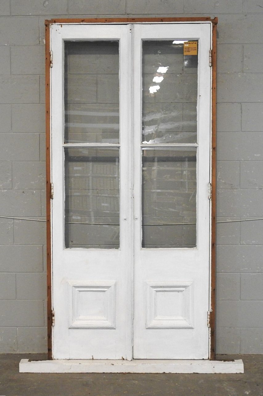 Villa Wooden French Doors c.1900 Hung in Frame