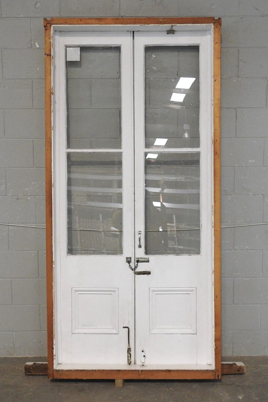 Villa Wooden French Doors c.1900 Hung in Frame