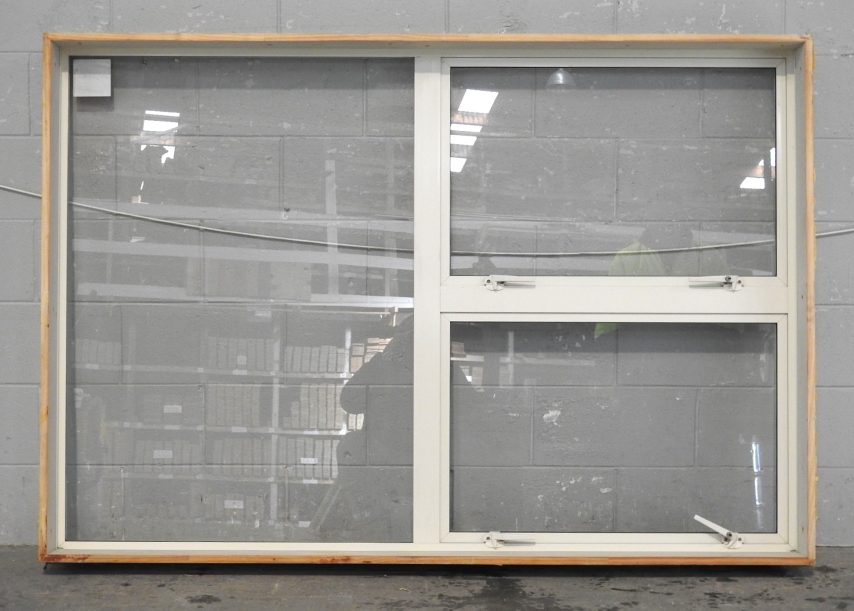 Off White Aluminium Double Awning Window