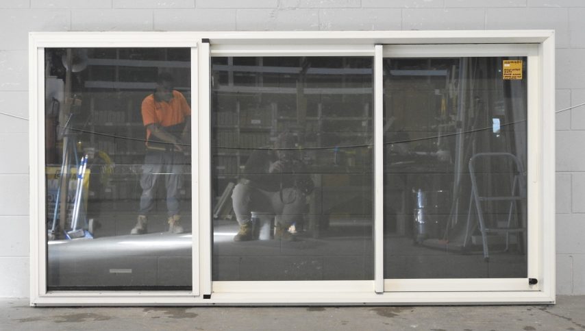 Off White Aluminium Stacker Sliding Window