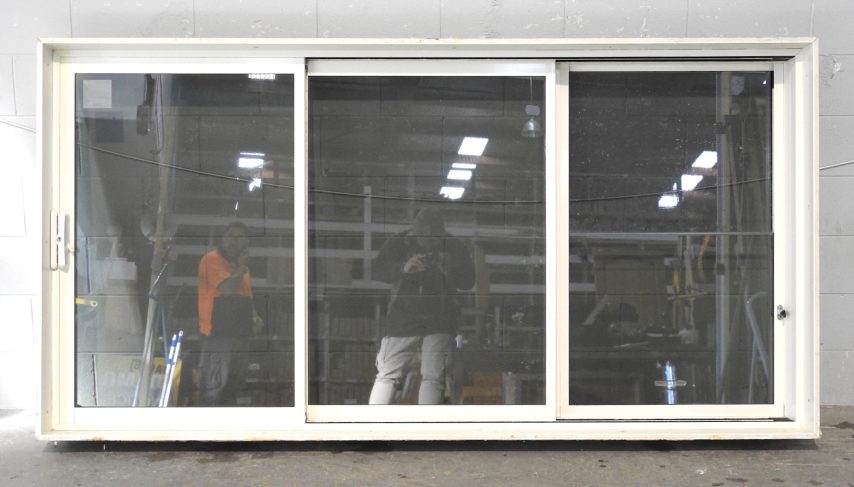 Off White Aluminium Stacker Sliding Window